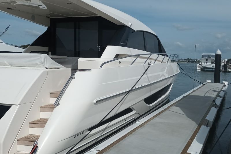 Marina berth set up with marina fenders and dock lines / mooring lines / ropes from Hauraki Fenders