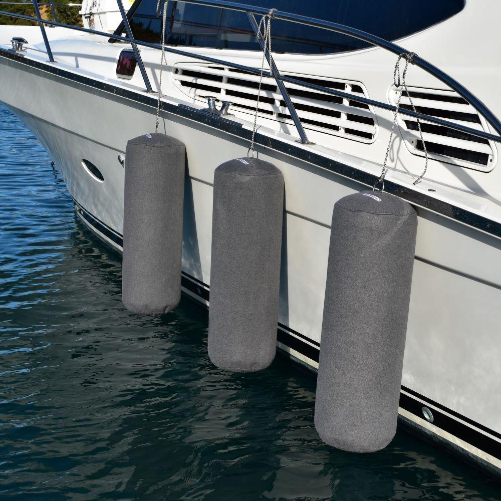 Hauraki Fleece Fender Covers -  Grey Marle fleece covers for inflatable boat fenders
